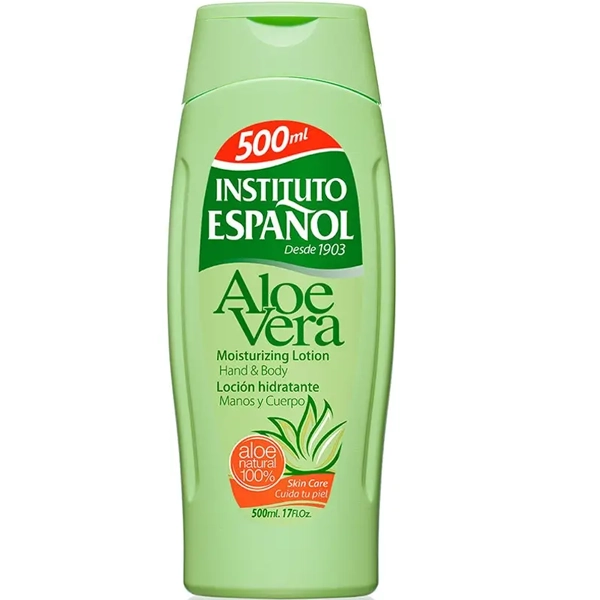 لوسیون بدن آلوئه ورا اسپانول اصل آبرسان و مرطوب کننده قوی 500 میل | INSTITUTO ESPANOL Aloe Vera Body Lotion hidratante 500ml